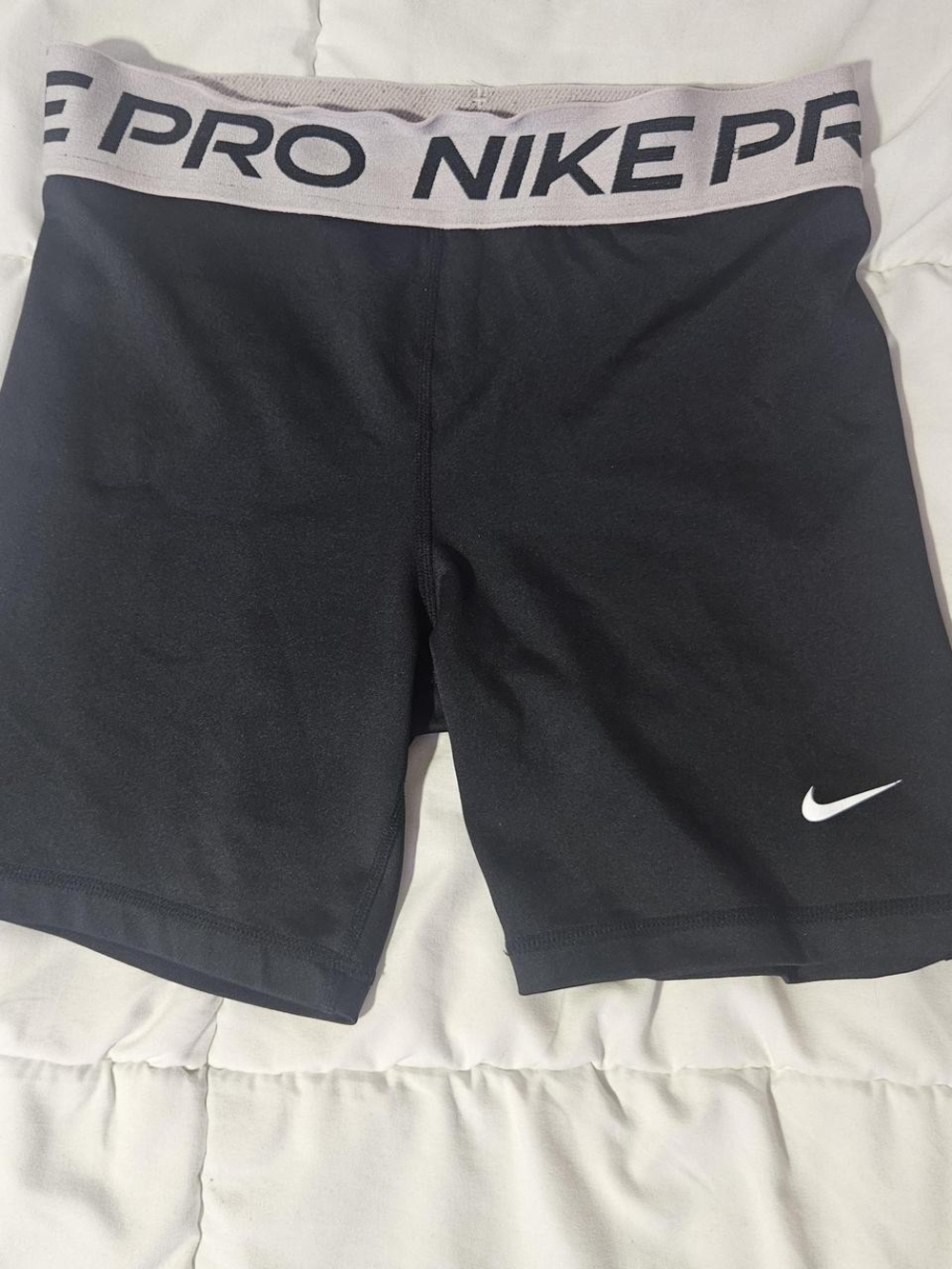 Nike Black Pro Compression Bike Shorts with Light Gray Waistband